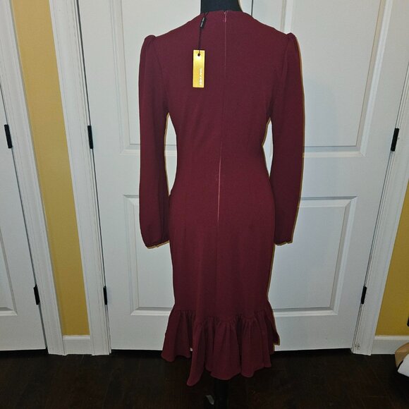 Alexia Admor Burgundy Body Con Ruffled Dress - Picture 3 of 4